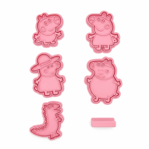 Kit 5 Cortadores De Biscoito Peppa Pig E Dinossauro George